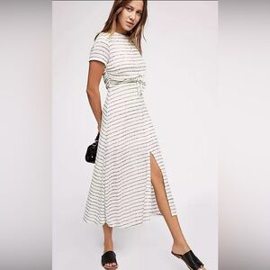 Free People Cecily Dress Striped Cream Midi Dress Size Small S